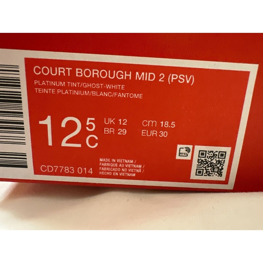 Grey Nike Girls Little Kid Court Borough 2 Mid Sneaker - Picture 2 of 7